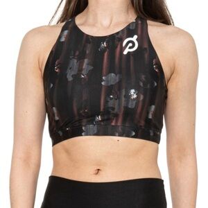 Peloton Show Up Floral High Neck Sports Bra Size XL Black